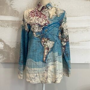 Mislook vintage buttown down “map” blouse size small